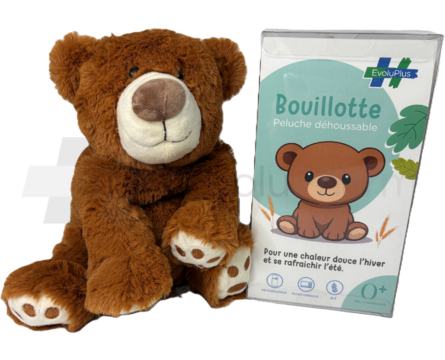 Bouillotte peluche EvoluPlus déhoussable ours