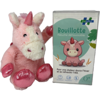 Bouillotte peluche EvoluPlus déhoussable licorne rose