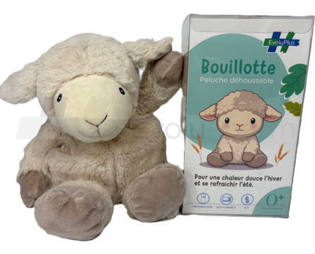 Bouillotte peluche EvoluPlus déhoussable mouton