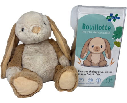 Bouillotte peluche EvoluPlus déhoussable lapin